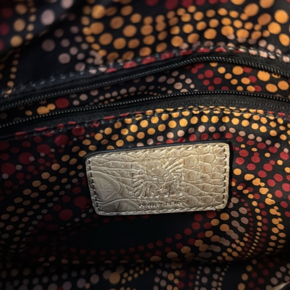 Anne Klein Gray Crocodile-Embossed Satchel Handbag Vintage Style - Picture 4 of 8